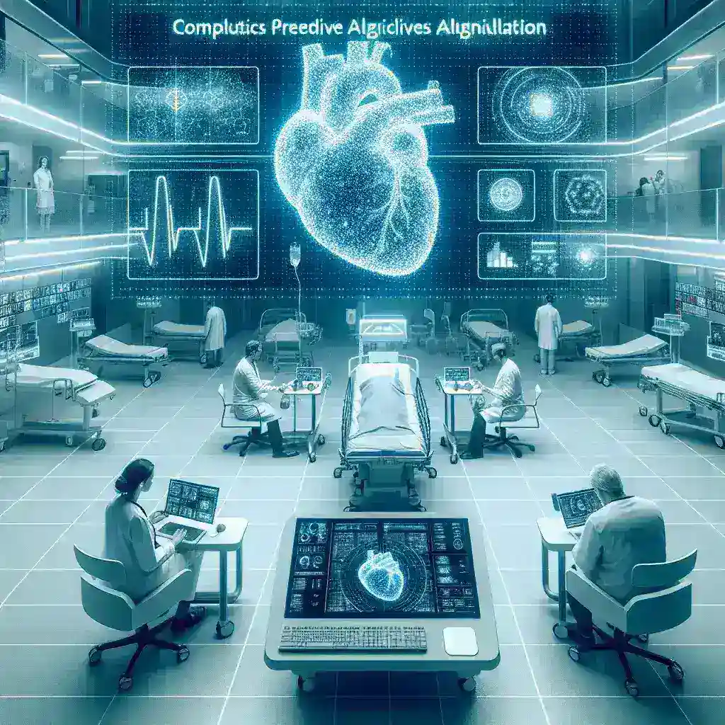 Alt text: "Personal médico en un hospital gallego utilizando algoritmos predictivos para la detección de ictus, con gráficos y datos en pantallas."